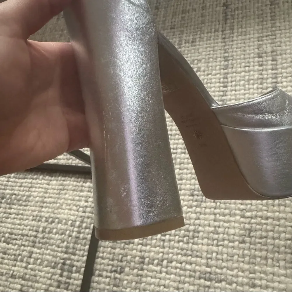 NEW Stuart Weitzman Skyhigh 145 Platform Sandal in Silver 9.5